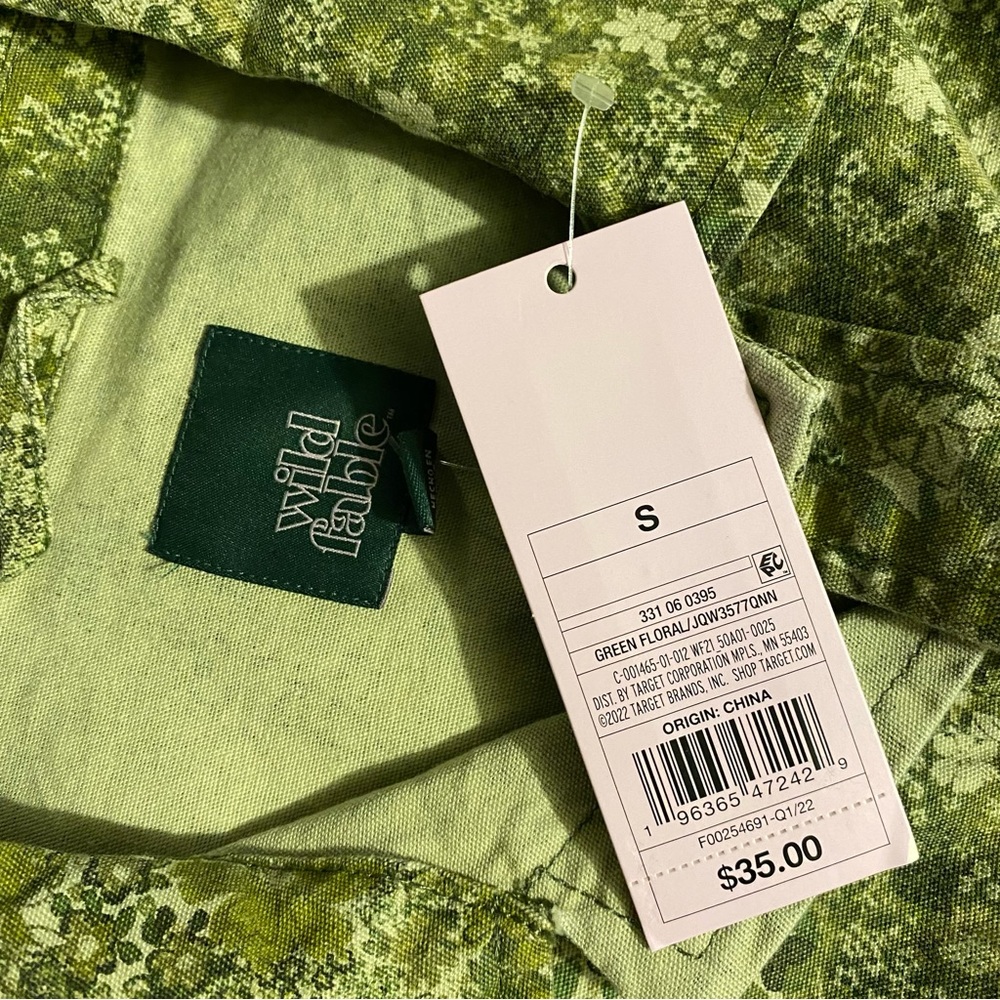 Wild Fable Green Floral Cropped Canvas Surplus Shacket - Picture 7 of 7